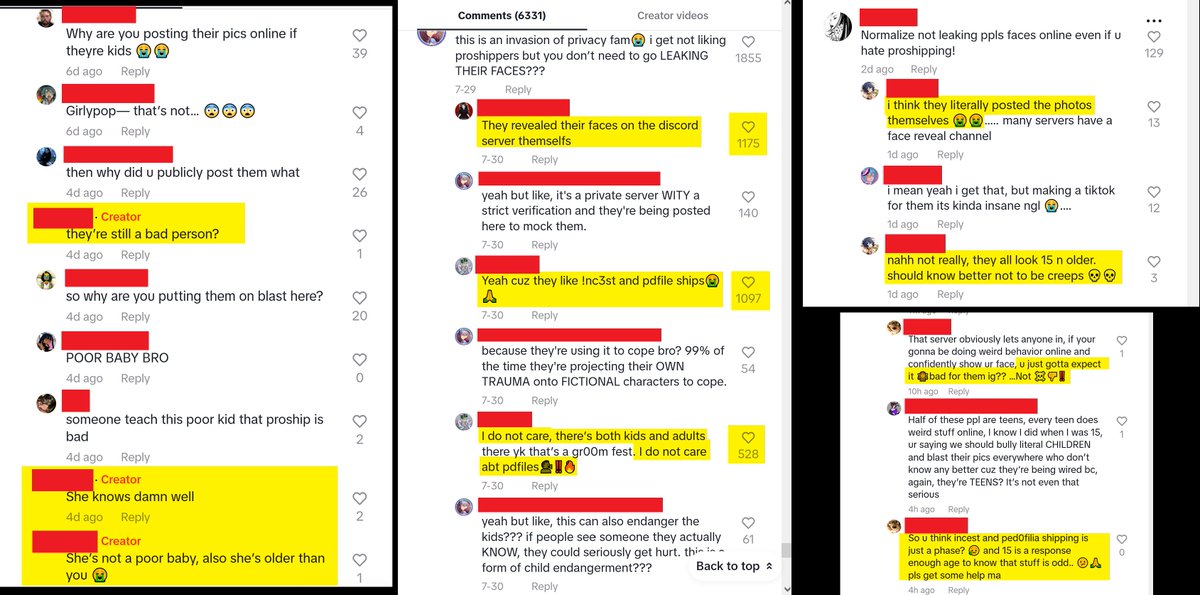 SamAburime's tweet image. So an anti-proship Tiktok doxxed a bunch of minors by taking photos from a proship discord server and posting them publicly. Then, when people say they're endangering said minors, anti-shippers are downplaying the severity saying the kids 'deserve' it or should 'know better'🧵