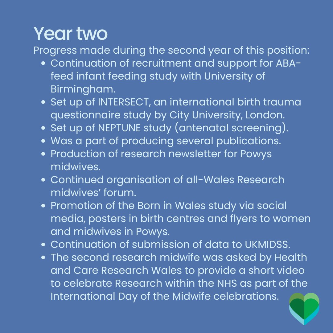 We are continuing to share details of the research Midwife post   we funded from 2021-2023. 
 
 #TakingCareofPowys <a href="/RM_ShellyJ/">Shelly Higgins</a>