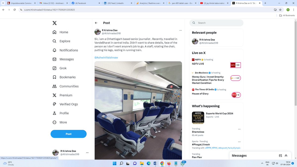 Further to my earlier post: This sends a very wrong signal especially when dealing with elite Executive Class. All I wish is that the staff should be taught some discipline so that the image of Indian Railway is not tarnished.

<a href="/AshwiniVaishnaw/">Ashwini Vaishnaw</a>