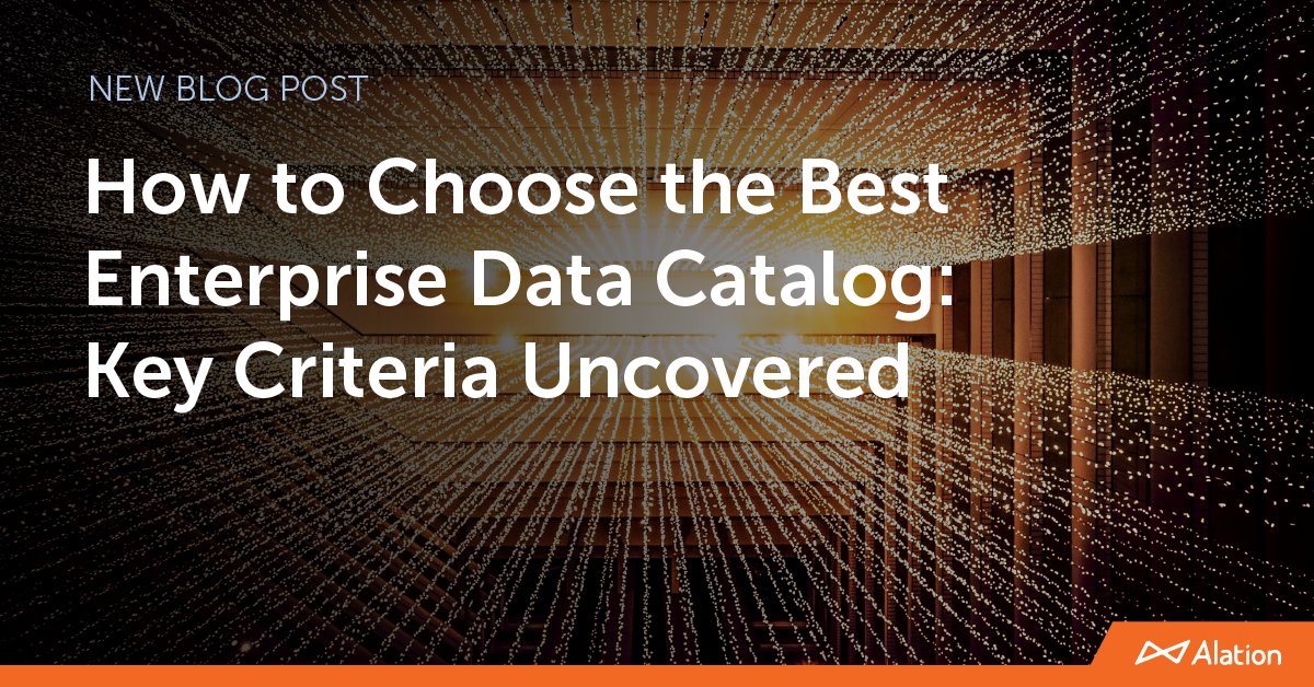 Alation's tweet photo. 🚨 REVEALED: The key criteria for choosing the best enterprise #datacatalog 🚨

We're sharing our secret sauce with you. 

Why take our advice? 

Here's why:

🏆 12 years of experience
🏆 Pioneered the data catalog market
🏆 Nearly 600 customers 

https://t.co/ZukvzKr9Hf https://t.co/DGudICO8lX