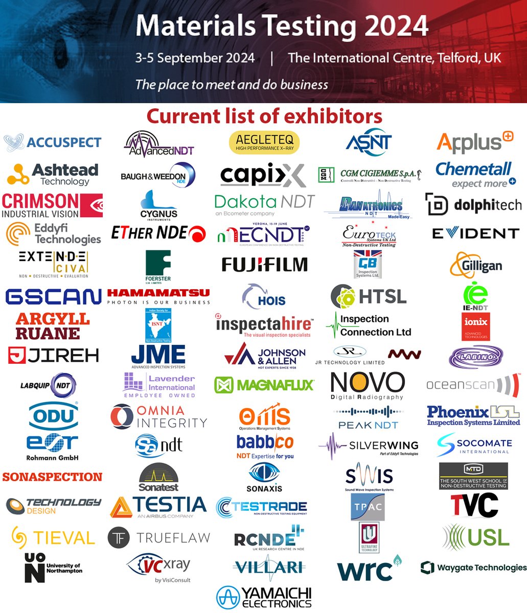 #MT2024: FREE practical demonstrations!
As part of the #MT2024 Exhibition there will be a series of practical demonstrations delivered by a variety of inspection and testing equipment providers. Entrance to the exhibition and demonstrations is FREE!
materialstesting.org
