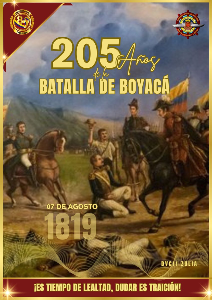 Hoy #7Ago conmemoramos 205 años de la Batalla de Boyacá, también conocida como la batalla del Puente de Boyacá, fue la confrontación más importante de la guerra de independencia de Colombia que garantizó el éxito de la Campaña Libertadora de Nueva Granada.