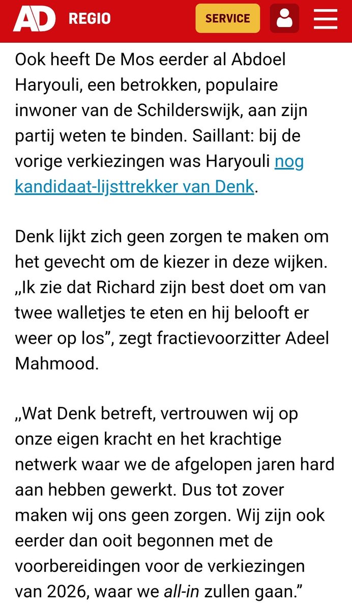 Richard zoekt al te graag grenzen op en was (bewezen) innig met ondernemers. 

Btw iemand uit Escamp als 'betrokken populaire inwoner van de Schilderswijk' beschrijven is feitelijk onjuist en misleidend. Reden royering was racistische uitlatingen. Een rectificatie mag <a href="/ADDenHaag/">AD Den Haag</a>
