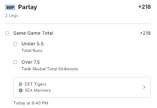 gamedaytrader_'s tweet image. 🎰#parlay on #espnbet for Tigers game tonight. 

#linemovement #tradethetrend #dataanalytics #oddsshopper