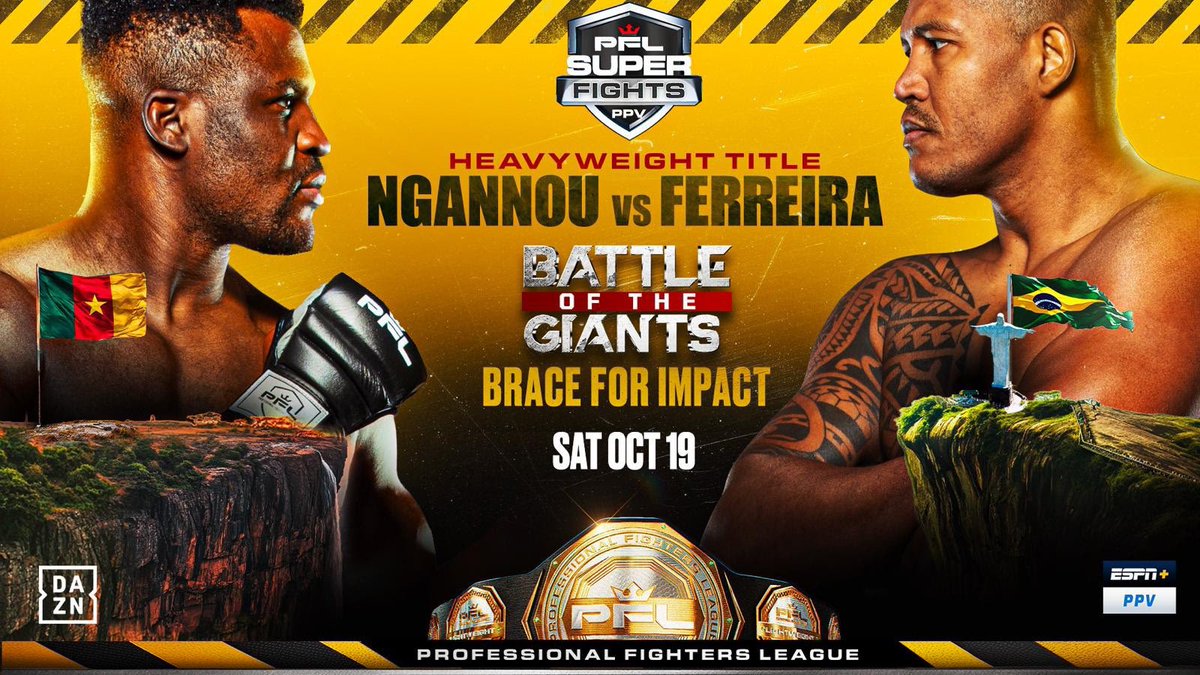 ChampRDS's tweet photo. 🚨 BREAKING! Francis Ngannou will return to MMA and fight Renan Ferreira on October 19th

(via. @PFLMMA) #PFL #MMA https://t.co/tGON3qbDjs