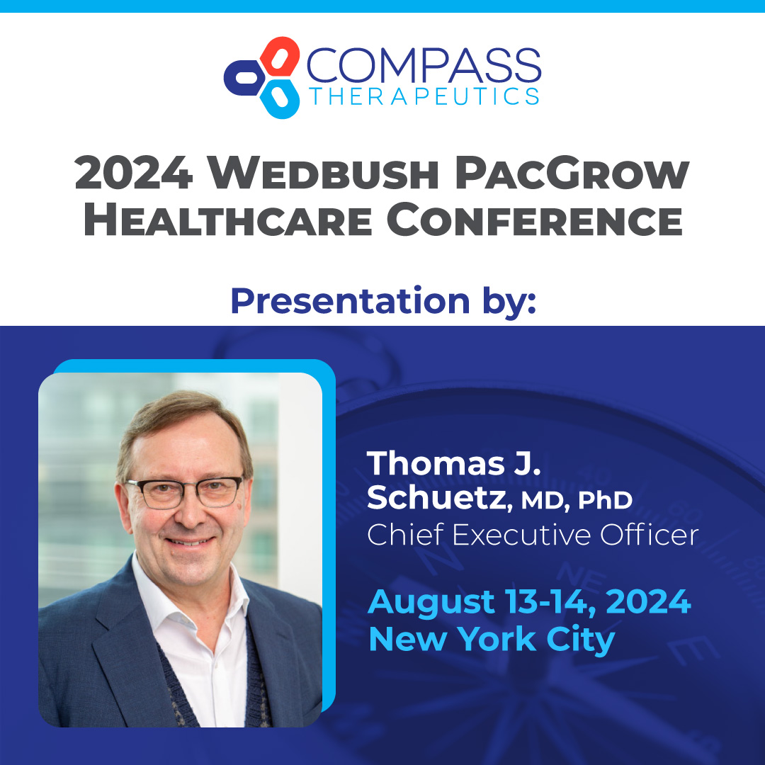 compassbio's tweet photo. Compass CEO Thomas Schuetz, MD, PhD, will present at the 2024 Wedbush PacGrow Healthcare Conference on Aug. 13-14 in NYC. This invitation-only event will feature executives of leading public and private companies in the healthcare sector.
#CMPX #biotech #biotechnology #healthcare https://t.co/S60Iw7Saqx