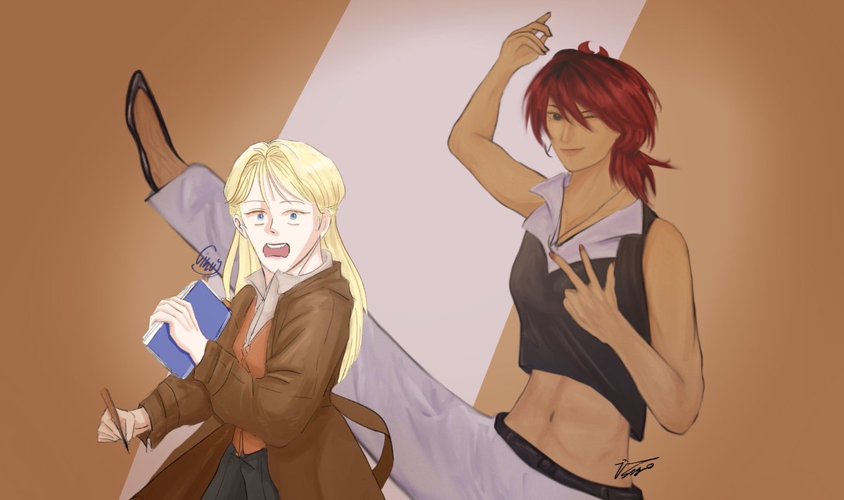 Collab with @/qattinasa !!! 

Bischo : "Minggir kau dek, aku mau foto!"
Charlotte : "Dek dek, umur ku 23!"
Bischo : "Alah!" /tendang/
Charlotte : "E-eh eeeehh!!???"