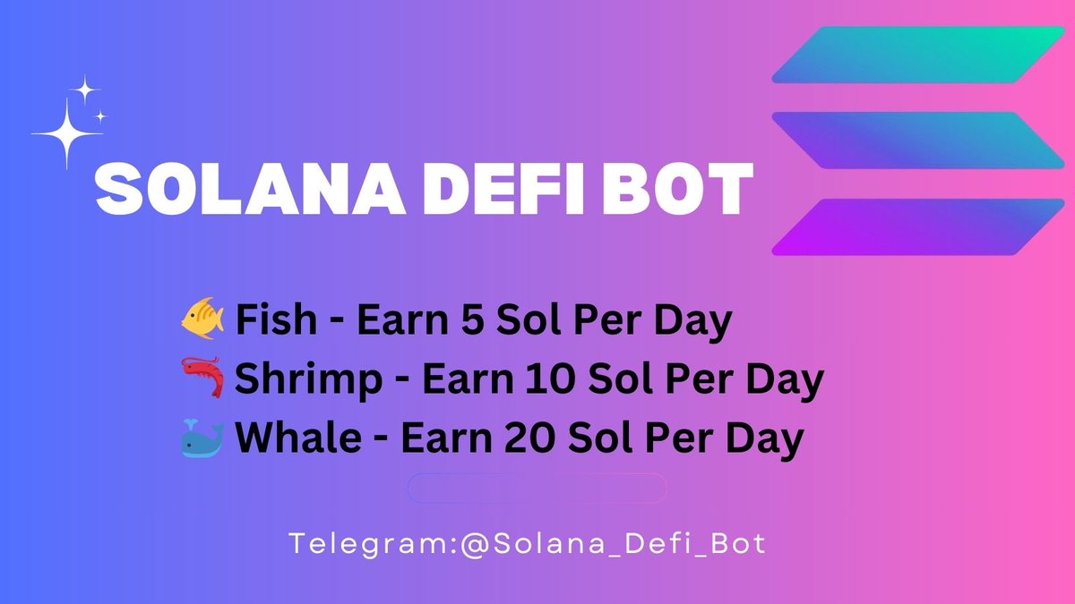 🚀 Ready to boost your Defi game?  with @Solana_Defi_Bot
💸 Automate your trades
🔥 Boost your returns
⚡ Experience lightning-fast Solana transactions
Dive in and let’s get those gains! 🌐🚀 #Solana #DeFi #Crypto #AutomatedTrading  #Tradingbot Telegram:t.me/Solana_Defi_Bot