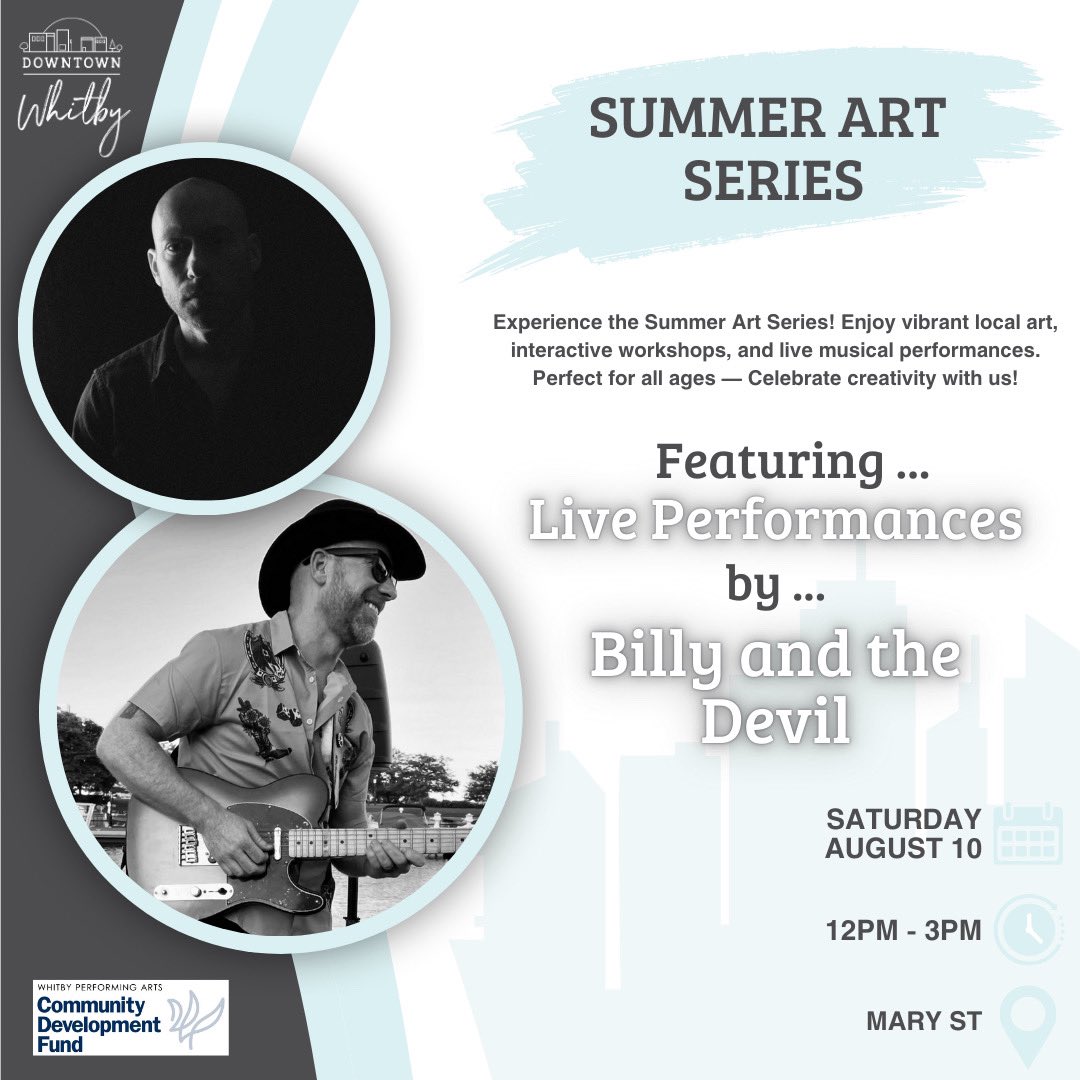 Thrilled to play #downtownwhitby this Saturday from 12-3pm. Come hang out for this free show if you’re in the area.
