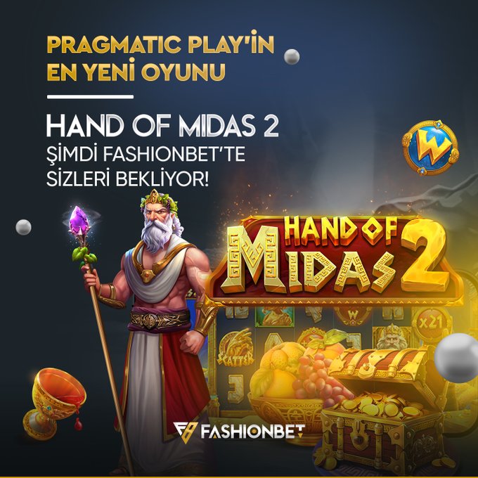 fashionbet_'s tweet photo. ⚡️ Pragmatic Play’in yeni oyunu Hand Of Midas 2 ile 8.000X’e kadar kazanç Fashionbet'te sizi bekliyor! ⚡️

🚀 En avantajlı bonusların adresi Fashionbet'te casino heyecanını zirvede yaşayın. 

📲 Hemen oyna: https://t.co/I9WjmjT1Sf https://t.co/xC5w0uxuXM