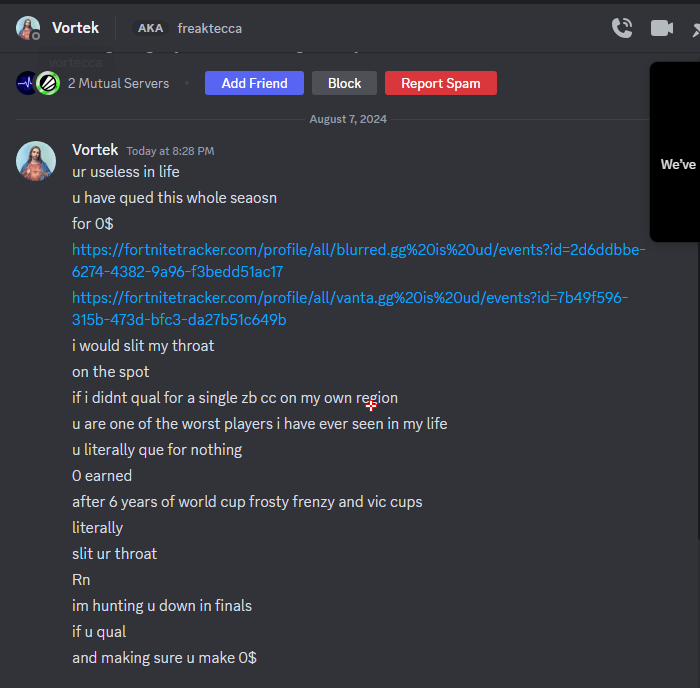 WILLBA_FN's tweet photo. @TeamSarrow_ are these the people that you guys really sign? really should reconsider this one especially if he's crying over a cashy that's not even on his region🤡 "NA PRO DYEING TO $0 SHITTER" @VortekFN ggs🤧🤡 https://t.co/latxQOElo5