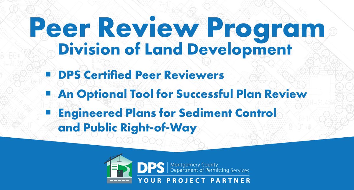 MontgomeryCoMD's tweet photo. #DYK the Dept. of Permitting Services offers a certified Peer Review program? This program is available to applicants for engineered public Right-of-Way and Sediment Control plans.
💻➡https://t.co/8WilfZYOGg.
#MoCoDPS #YourProjectPartner https://t.co/iEtC1eW2v0