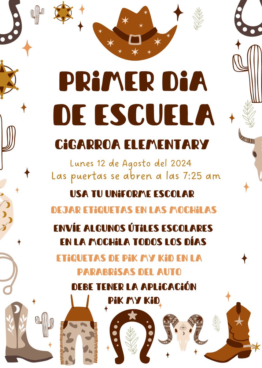 Leonides Gonzalez Cigarroa Elementary (@cigarroacowboys) on Twitter photo The first day of school is fast approaching! Please see all our important notes. We can’t wait to welcome all of our Cigarroa cowboys and cowgirls! 🤠🤍✨<a href="/SoniaLoskot/">Sonia Loskot</a> <a href="/CJCluster1/">TJ Elementary Schools DallasISD</a> The first day of school is fast approaching! Please see all our important notes. We can’t wait to welcome all of our Cigarroa cowboys and cowgirls! 🤠🤍✨<a href="/SoniaLoskot/">Sonia Loskot</a> <a href="/CJCluster1/">TJ Elementary Schools DallasISD</a>
