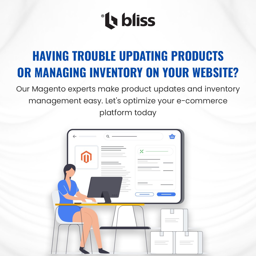 blisswebsolutio's tweet image. Updating products or sorting inventory? 

Let our Magento experts help make it easy! 🛒 

Get in touch for a smoother store operation. 

#MagentoSupport #EcommerceSimplified #BlissWebSolution