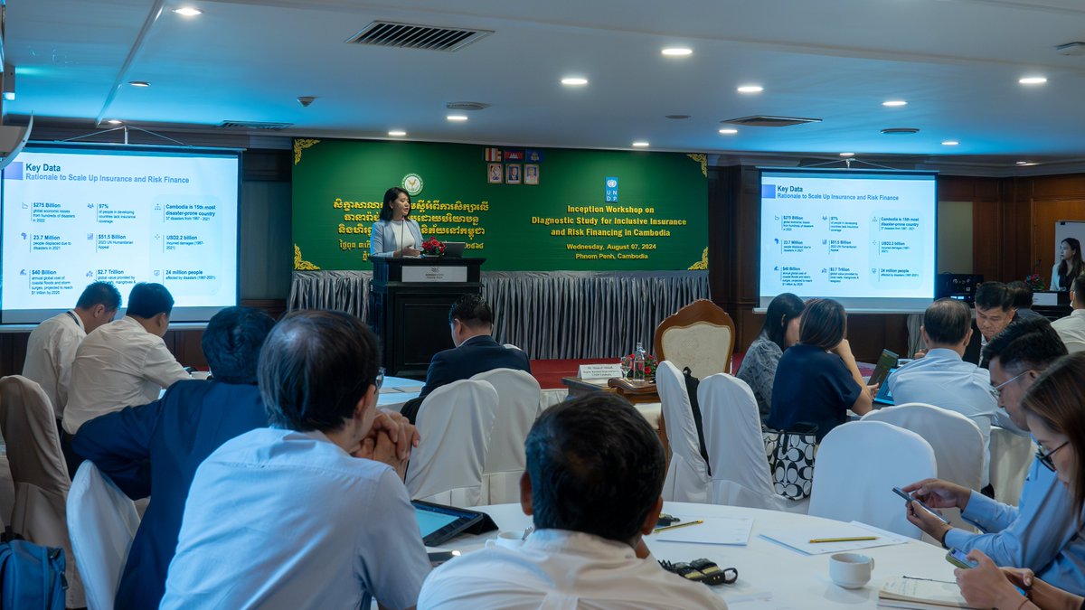 UNDPCambodia's tweet photo. @UNDP & the Insurance Regulator of 🇰🇭held a workshop to discuss the insights from a diagnostic study on #inclusiveinsurance & #riskfinancing.
"Inclusive insurance & risk financing are crucial for🇰🇭 as they provide a safety net for vulnerable populations,"@ShakeelMohmandK said. https://t.co/3C1yirXrrp