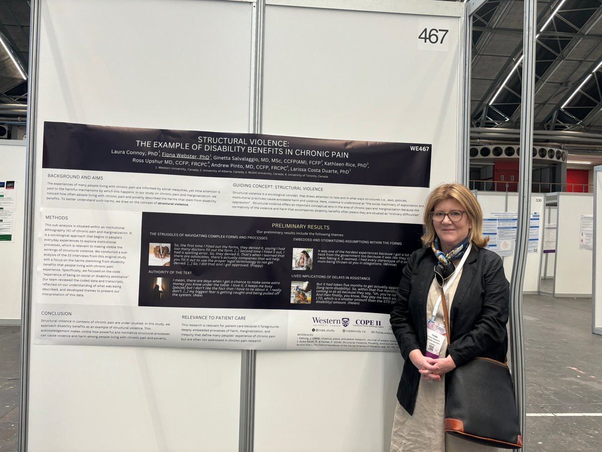 COPE II Study (@cope_study) on Twitter photo Stop by poster #467 to learn about our work on #ChronicPain and structural violence. COPE II PI <a href="/FionaWebster1/">Fiona Webster, PhD</a> is presenting on behalf of lead author <a href="/LauraConnoy/">Laura Connoy, PhD</a> & co-authors Ginetta Salvalaggio, @RiceKath, <a href="/upshur_ross/">Ross Upshur</a>, <a href="/AndrewDPinto/">Andrew Pinto</a> and Larissa Costa Duarte
<a href="/IASPpain/">IASP</a> #WC2024 Stop by poster #467 to learn about our work on #ChronicPain and structural violence. COPE II PI <a href="/FionaWebster1/">Fiona Webster, PhD</a> is presenting on behalf of lead author <a href="/LauraConnoy/">Laura Connoy, PhD</a> & co-authors Ginetta Salvalaggio, @RiceKath, <a href="/upshur_ross/">Ross Upshur</a>, <a href="/AndrewDPinto/">Andrew Pinto</a> and Larissa Costa Duarte
<a href="/IASPpain/">IASP</a> #WC2024