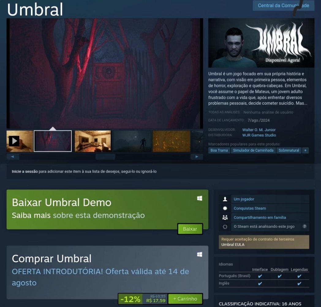 Umbral já está disponível! 🤯

store.steampowered.com/app/2639950/Um…

#umbral #umbralgame #indiegame #gamedev #gamedevelopment #espiritismo #umbanda #unrealengine #Steam