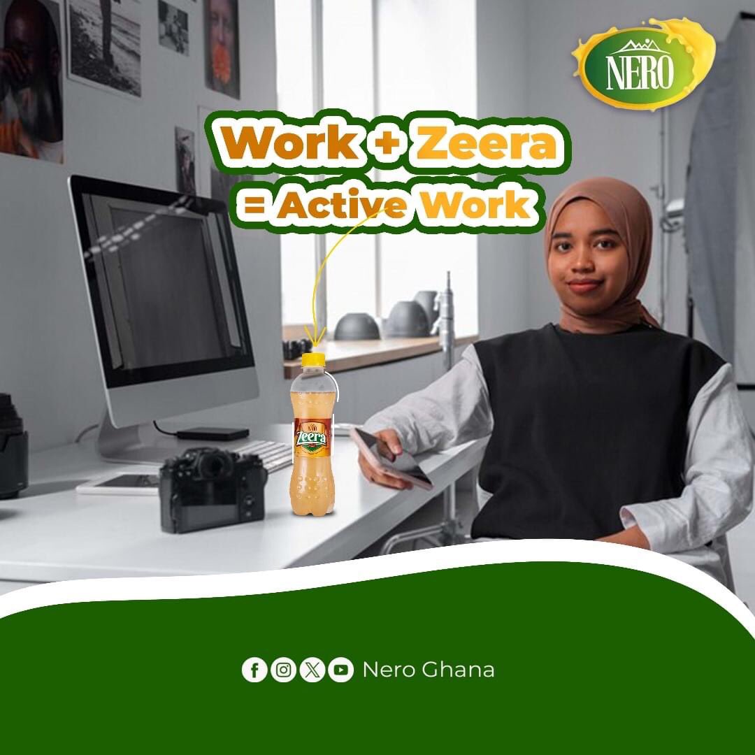 NeroBeveragesGH's tweet image. Work is better with a bottle of Zeera beside you😉.

#work #zeera #activework #refreshing #nerobeverages #ghana #goodmomentswithnero