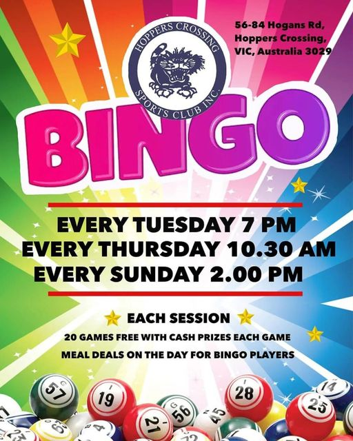 HoppersCSC's tweet photo. 📣 Bingo @ Hoppers Crossing Sports Club!
3 Bingo Sessions Every Week
☑️Tuesday 7pm Start
☑️Thursday 10.30am Start
☑️Sunday 2pm Start
56 - 84 Hogan's Road Hoppers Crossing
#bingo #hopperscrossingsportsclub https://t.co/dzfVvrtNa9