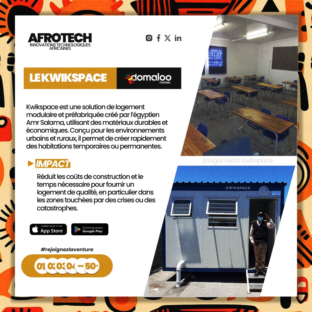 DomalooT's tweet photo. Le Kwikspace, une innovation révolutionnaire par Amr Salama !  constitué d'une solution modulaire et mobile offrant des espaces habitables rapides et flexibles pour répondre aux besoins en constante évolution. https://t.co/Sx4JPetLnb