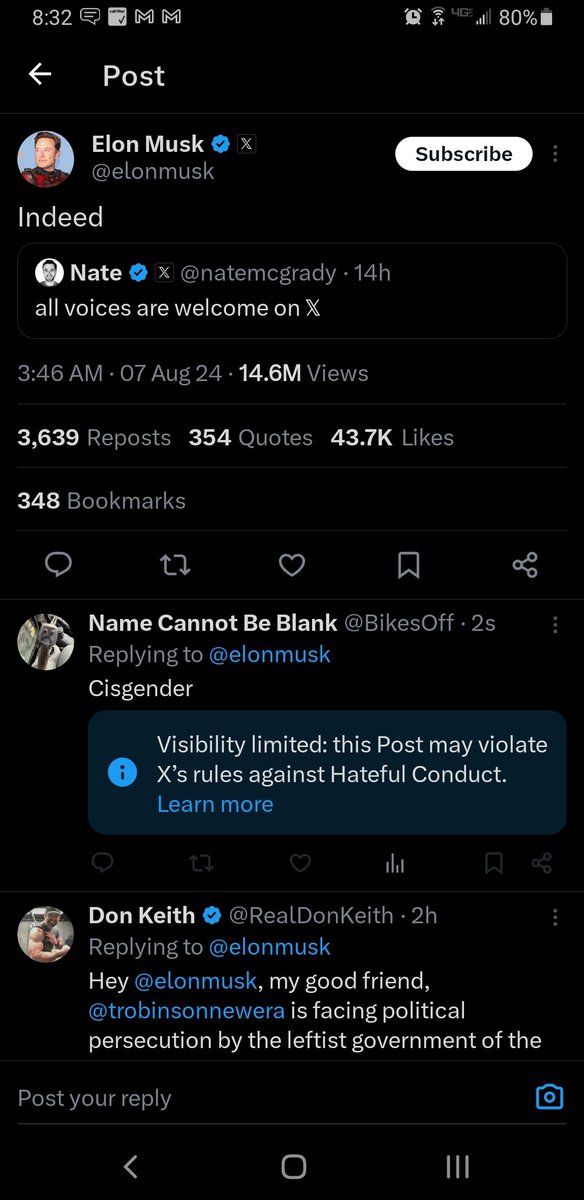 BikesOff's tweet photo. @elonmusk Yea man, I'm 100% on your team, but.....

I seen a friend post a meme with this type of comment being banned on a free speech post, and I thought there was NO WAY our free speech hero would let that happen.... 

Honestly, wtf is the difference between SILENCING "us" or "them"??? https://t.co/DbHvZVmO5W