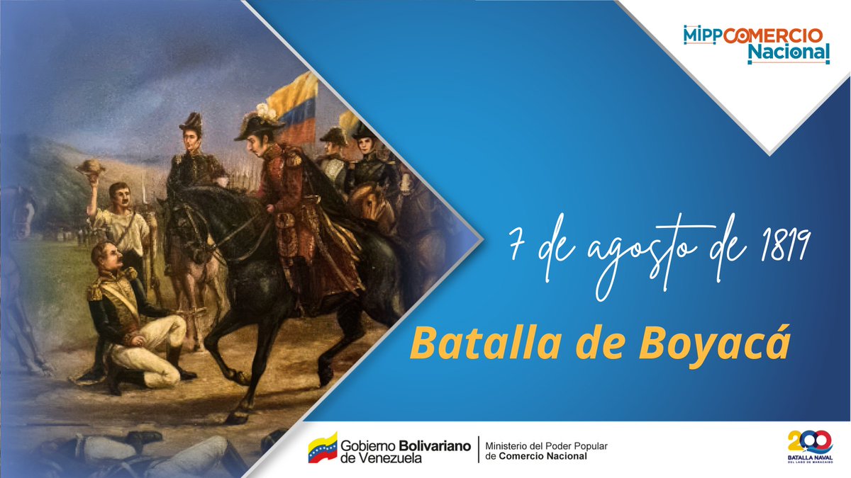 Efemérides| Hoy #07Ago se conmemoran 205 años de la victoria del Ejército Libertador en la Batalla de Boyacá, hazaña que significó el nacimiento de la hermandad histórica que hoy une a los pueblos de Colombia y Venezuela. 

Este día rendimos homenaje a los hombres y mujeres