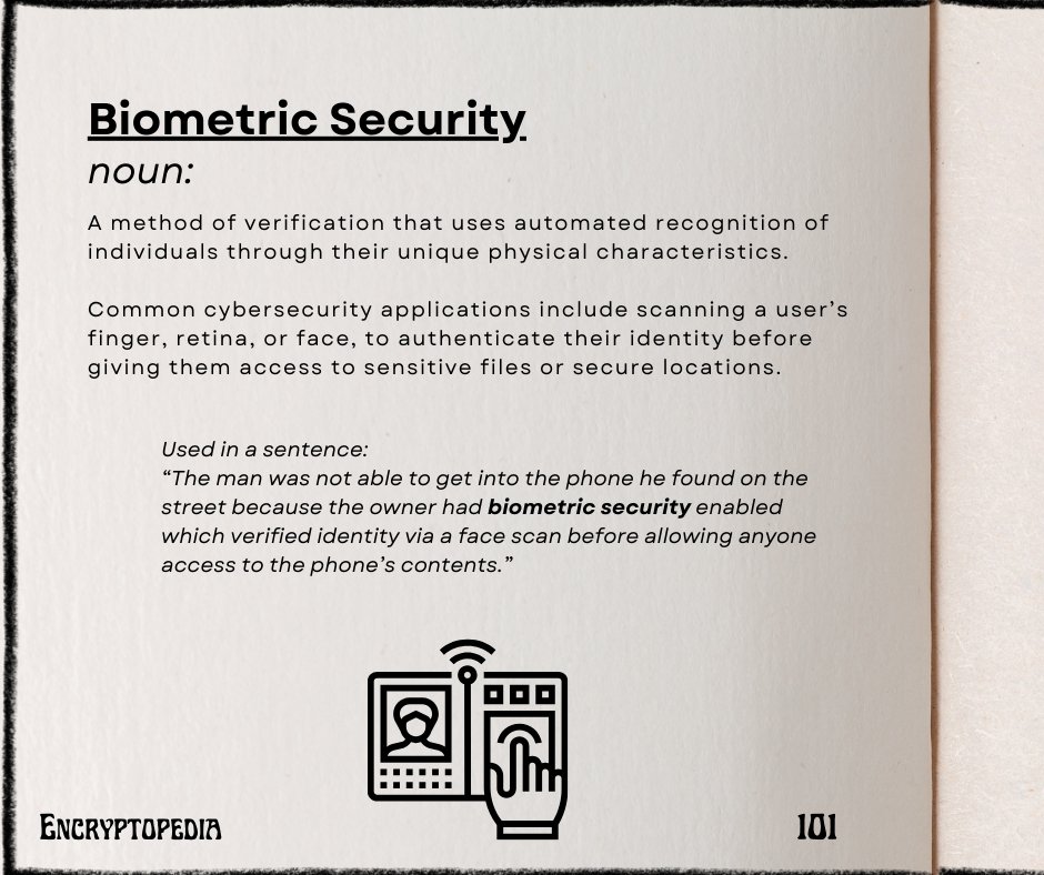 adNETtechnology's tweet image. #LearnTheLingo 📕🤔 Stay up to date on cybersecurity vocabulary.   

#BiometricSecurity  #MFA