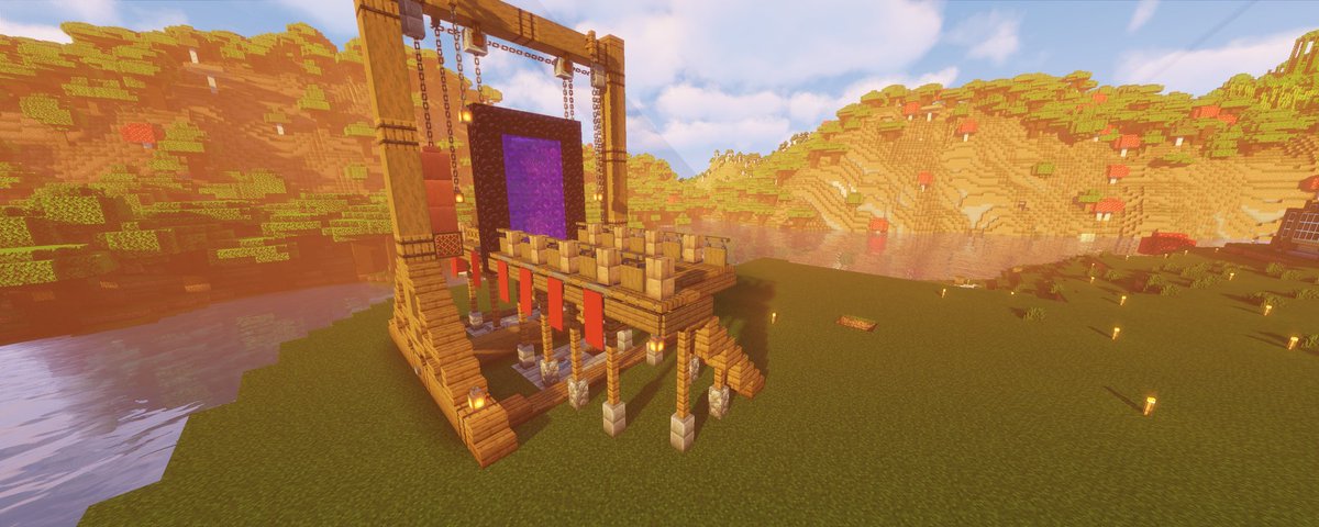 Sir_Bercilak's tweet photo. Finally moved my Nether Portal on #InterRealmsSMP. My base area is coming along nicely! https://t.co/vGCGKrcOv8