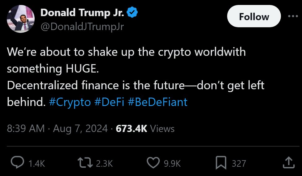 Pledditor's tweet image. If anyone knows what scam @RealDonaldTrump and his kids are cooking, it's probably this guy.

He used the #BeDeFiant hashtag before Don Jr. did.