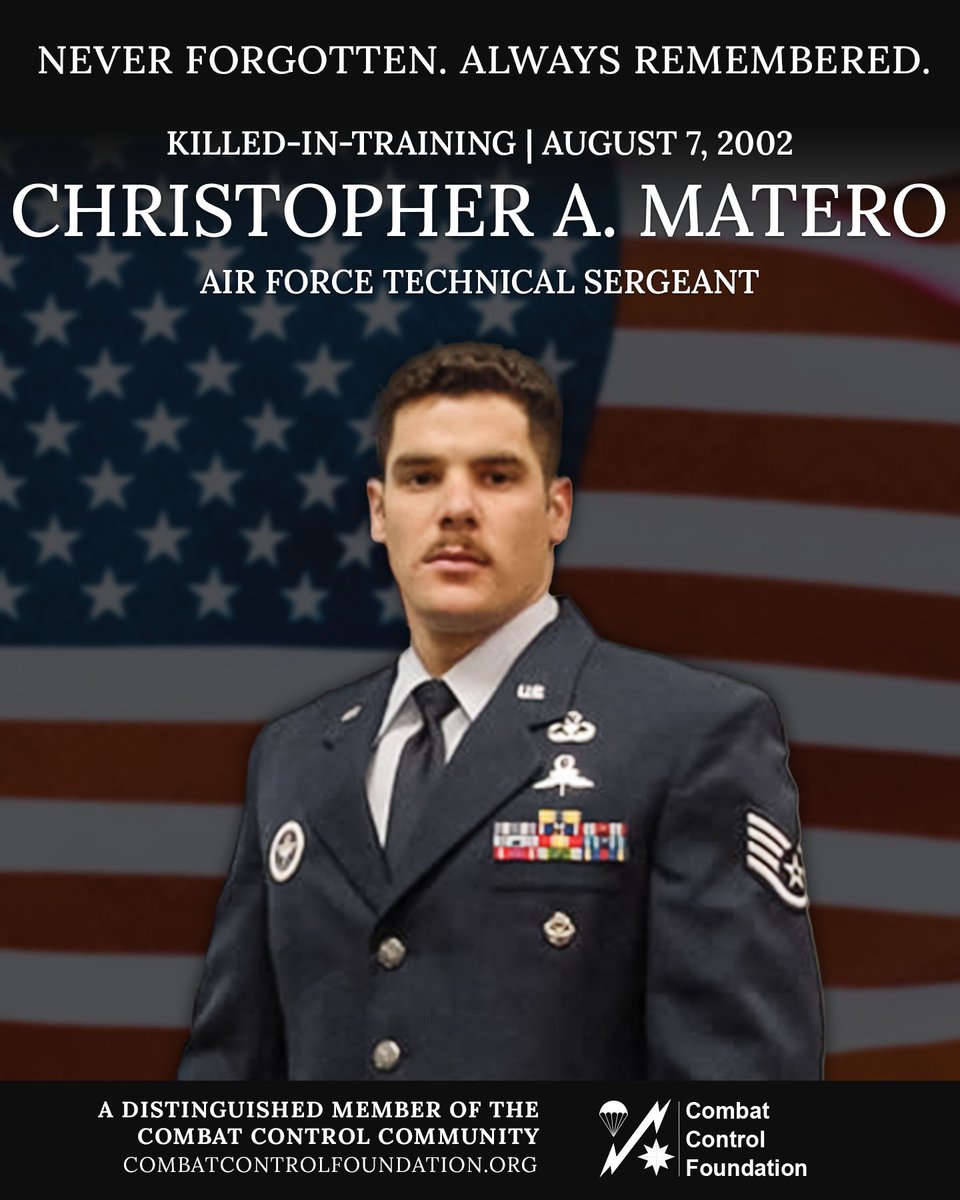 CombatControlFn's tweet image. #OTD 2002 - TSgt Christopher A. Matero was one of three #CombatControllers who were killed while on a training mission as the result of the crash of a #MC130H in Puerto Rico. Chris is gone from us, but he is #NeverForgotten and #AlwaysRemembered. combatcontrolfoundation.org/remembering-ou…
