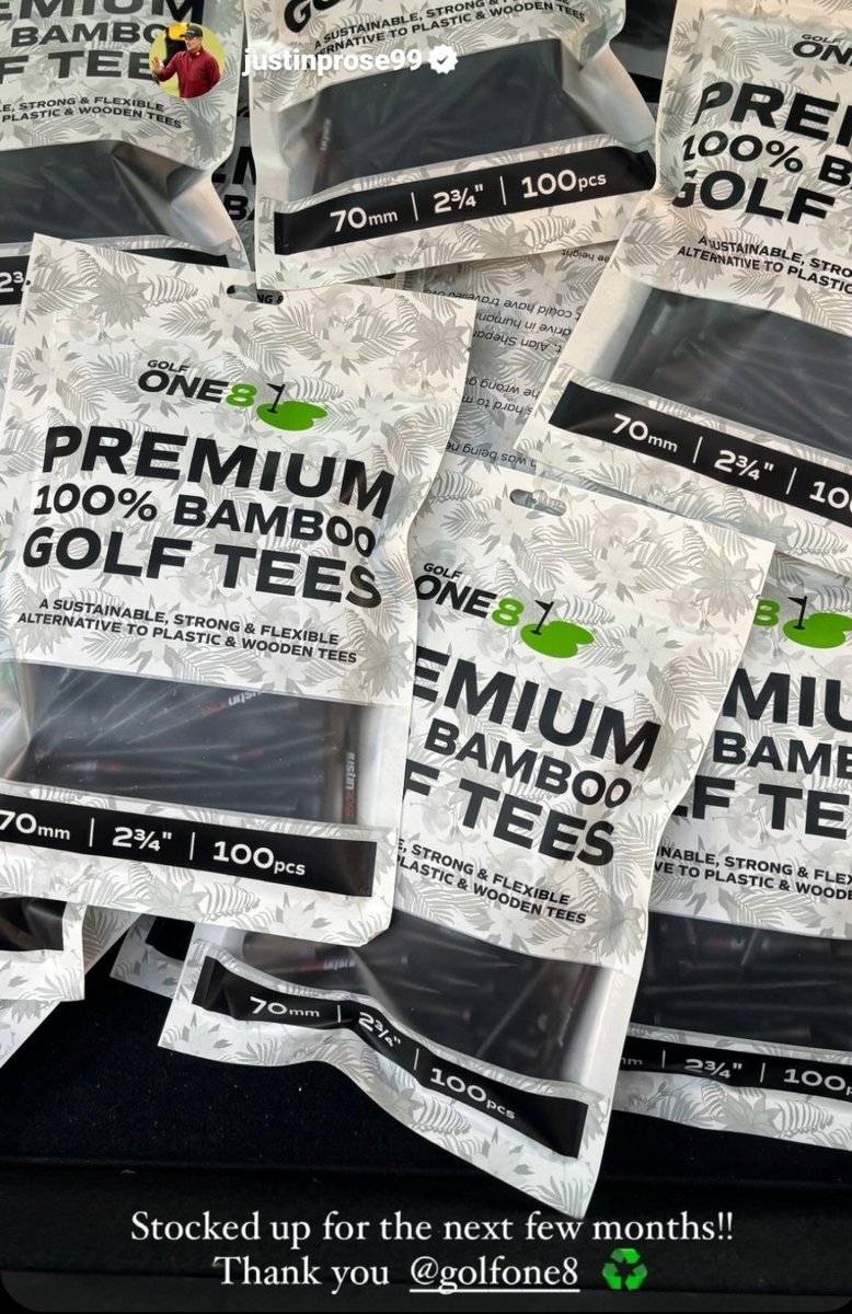 That's <a href="/JustinRose99/">Justin ROSE</a> sorted for a few a weeks on the <a href="/PGATOUR/">PGA TOUR</a> with his personalised bamboo golf tees

#justinrose #golfone8 #bamboogolftees #Sustainability