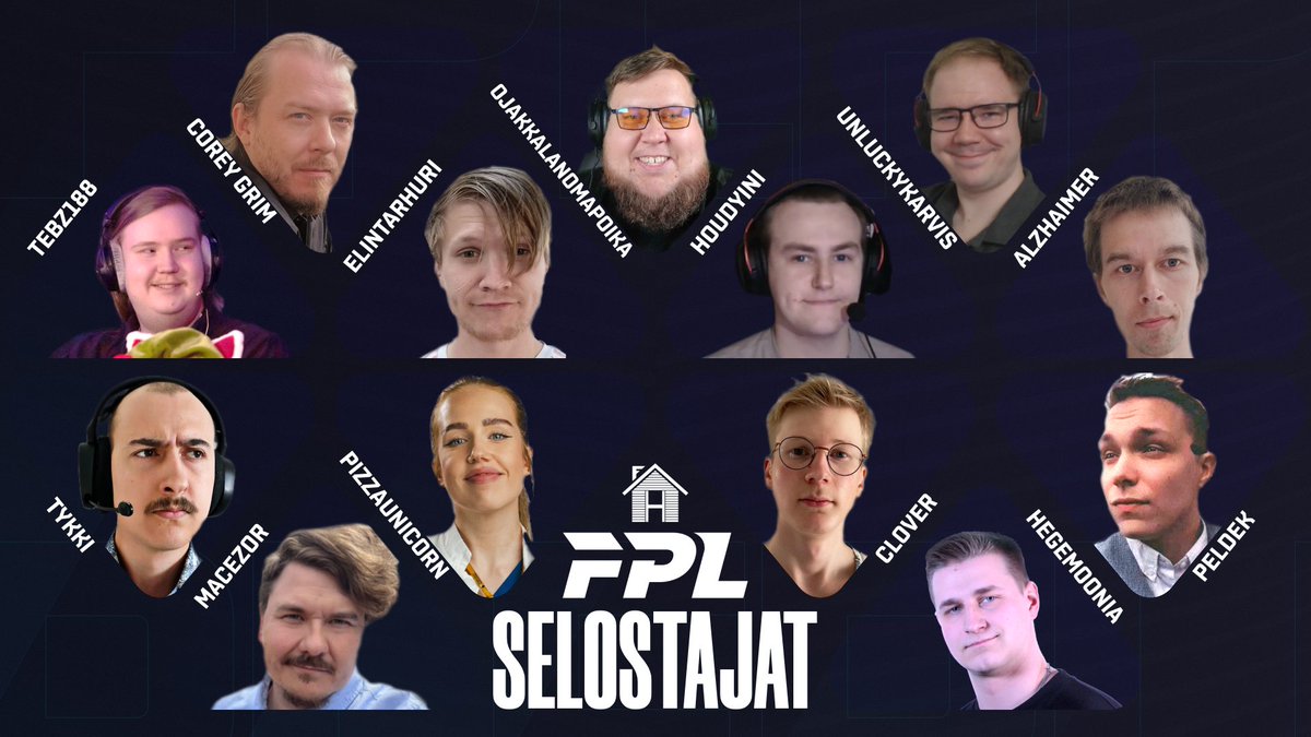 [FPL] Selostajat Syksylle 2024 
🎙️Näyttää tältä!

<a href="/tebz188/">Tebz188</a> 
<a href="/CastGrim/">Corey Grim</a> 
<a href="/Iltapvtee_ET/">Jay Bonfire - ET</a> 
<a href="/OjakkalanOP/">Akseli Salonen</a> 
<a href="/Houdyinii/">houdyini</a> 
<a href="/UnluckyKarvis/">Karvis</a> 
<a href="/alz_haimer/">AlzHaimer</a> 
<a href="/tykki80/">Tykki</a> 
<a href="/Macezor/">Macezor</a> 
<a href="/pizzaunicornlol/">Pizza Unicorn</a> 
<a href="/Lumonoma/">Clover</a> 
<a href="/hegemoonia/">Hegemoonia</a> 
<a href="/PeldekV2/">Peldek</a>