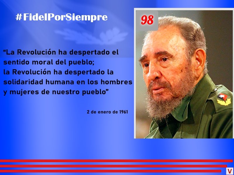 Te amamos por tu verdad
Te amamos por tu grandeza
Te amamos por tu entereza
y por tu gran voluntad..." 
Magalis Rodriguez Borges
hace 6 años
“UN LAUREL PARA FIDEL”
#FidelPorSiempe 
#LatirAvileño 
#1roDeEneroDeVictorias