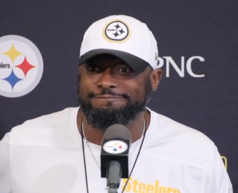 katemagdziuk's tweet photo. Mike Tomlin's actual face when asked if the Steelers are looking to add to their WR room

That's the face of a man picturing Brandon Aiyuk in black and gold