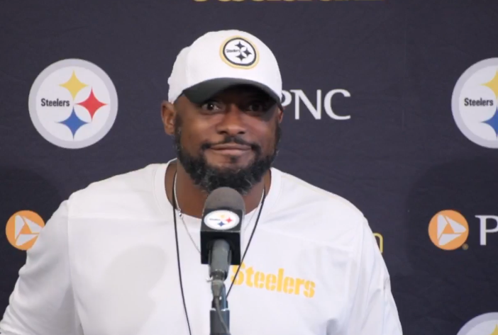 katemagdziuk's tweet photo. Mike Tomlin's actual face when asked if the Steelers are looking to add to their WR room

That's the face of a man picturing Brandon Aiyuk in black and gold