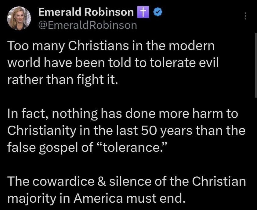 .<a href="/EmeraldRobinson/">Emerald Robinson ✝️</a>  Let’s see how many Christians on this platform will take a stand and share this post.

I’m not afraid to post this verse Romans 1:16
“For I am not ashamed of the gospel, for it is the power of God for salvation to everyone who believes.” 

and this verse 1