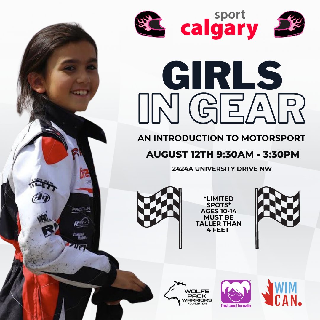 Exciting news! There are still a few spots available in our 'Girls In Gear - An Introduction to Motorsport' event, part of the All Sport One Community initiative, taking place on Monday. 

To register and secure your spot, please email us at outreach@sportcalgary.ca.