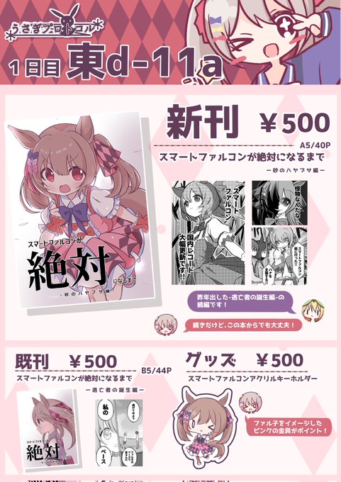 🎐C104 夏コミおしながき🎐
『スマートファルコンが絶対になるまで-砂のハヤブサ編-』というタイトルでファル子の新刊を出します!位置づけとしては昨年の『ー逃亡者の誕生編ー』の続きになりますが、新刊だけでも楽しめる内容になってるのでぜひに〜〜〜!!アクキーもあるます。 