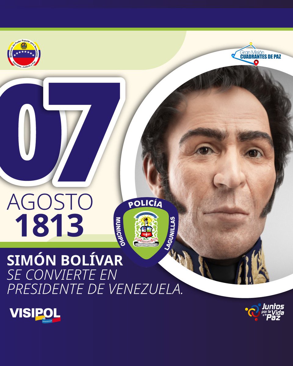 Efemérides #07agosto // Un día como hoy pero en 1813,  el Padre de la Patria  se convierte en presidente de Venezuela.