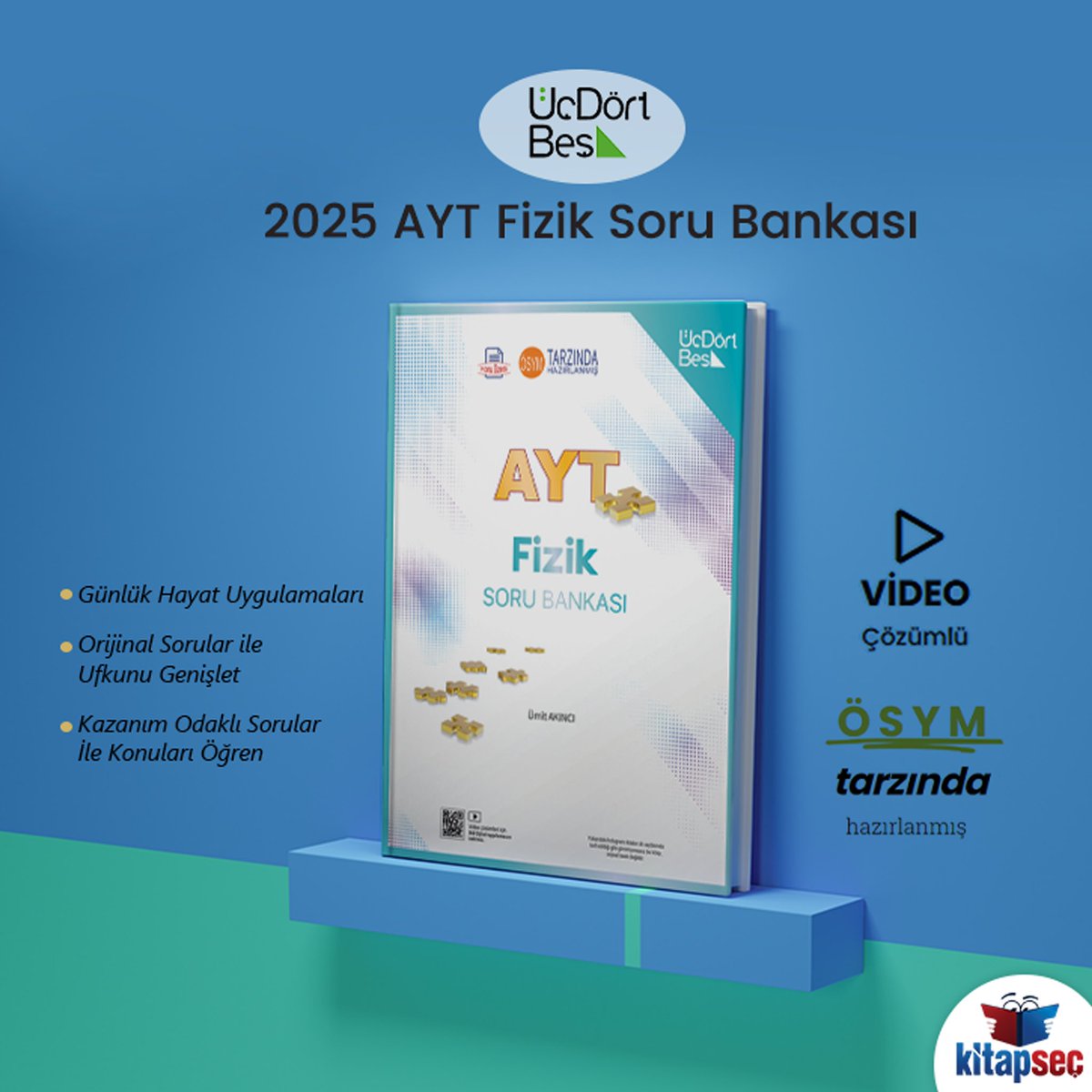 📔2025 AYT Fizik Soru Bankası 
📚Üç Dört Beş Yayınları
📝ÖSYM’ye Daha da Yakın Olsun İstedik
📹Tamamı Video Çözümlü
📎Konu Özetli Soru Bankası
📎Günlük Hayat Uygulamaları
📎Orijinal Sorular ile Ufkunu Genişlet
📎Kazanım Odaklı Sorular İle Konuları Öğren

#ayt #202tayfa #2025AYT