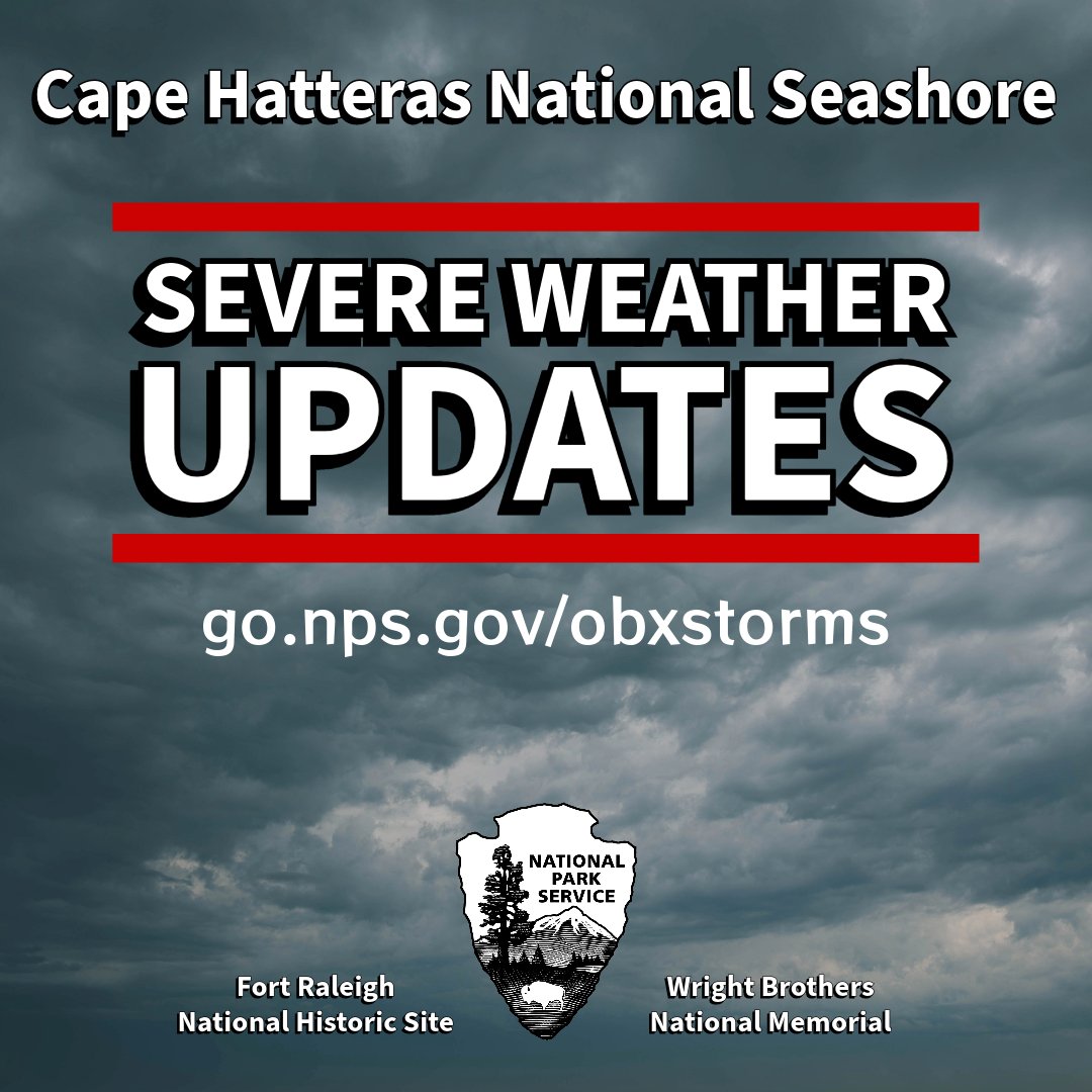 NEWS RELEASE - Cape Hatteras National Seashore urges caution on roads and beaches ahead of potential impacts from Tropical Storm Debby
Read more: nps.gov/caha/learn/new…