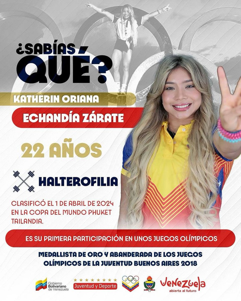 Hoy #7Ago compite nuestra atleta carabobeña Katherin Echandía en Halterofilia #Paris2024