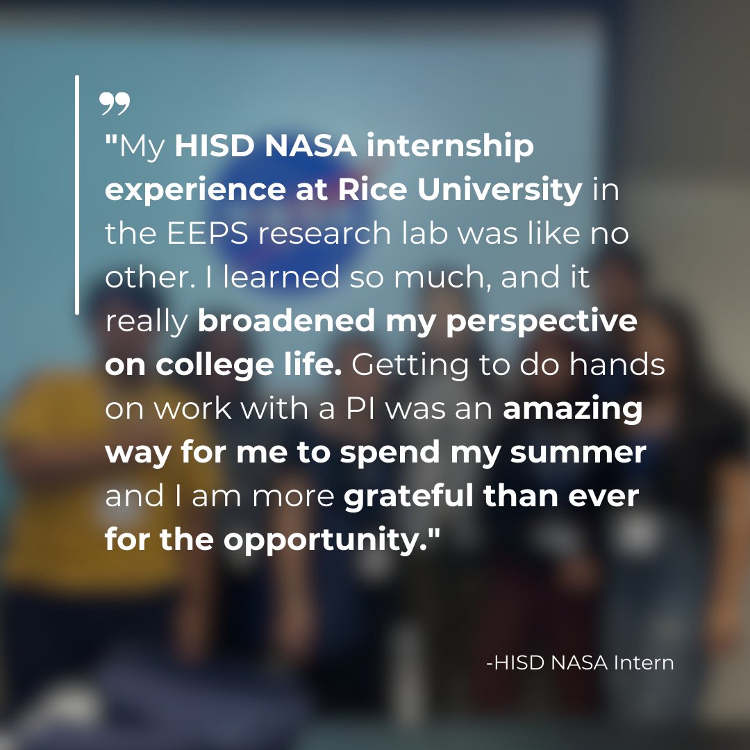 R-STEM (@riceu_stem) on Twitter photo Congratulations to all the high school students who participated in the @HISD <a href="/NASA/">NASA</a> Space Internship at <a href="/RiceUniversity/">Rice University</a>! Students gained #research experience in <a href="/RiceEarthSci/">Rice Earth, Environmental and Planetary Sciences</a> labs, broadened their perspectives on #college life, and worked closely with research mentors. #RSTEM Congratulations to all the high school students who participated in the @HISD <a href="/NASA/">NASA</a> Space Internship at <a href="/RiceUniversity/">Rice University</a>! Students gained #research experience in <a href="/RiceEarthSci/">Rice Earth, Environmental and Planetary Sciences</a> labs, broadened their perspectives on #college life, and worked closely with research mentors. #RSTEM