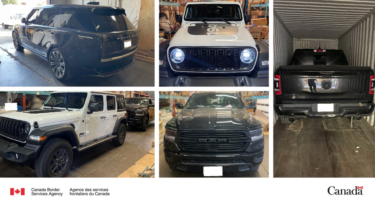 CanBorderGTA's tweet image. 14 stolen vehicles were recovered by #CBSA officers in the #GTA last week, worth over $1.3 million. All vehicles were transferred to the police. 

Learn more about stolen vehicles recovered by the CBSA: ow.ly/U3QA50SSQpw #BorderSecurity #AutoTheft