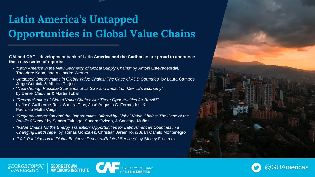 How can #LatinAmerica take advantage of the reorganization of global value chains, &amp; what policies will help deepen the region's integration into global markets? Our project "Latin America in the Global Economy" answers these questions &amp; more.

Read more: ow.ly/Ic9E50SSWtj