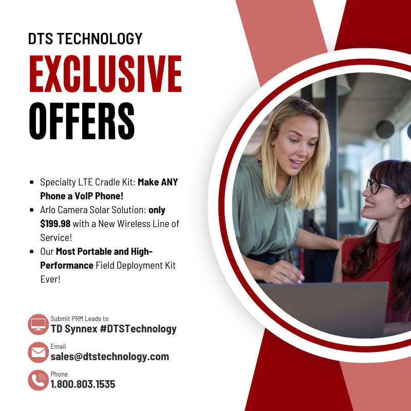 DTSTechnology_'s tweet photo. 🚀 SMB days are here, and so are this month’s new releases from DTS! Transform VoIP to LTE, conquer the elements with our toughest gear yet, and secure your space with our solar-powered security bundle. Get the latest tech upgrades today! 💼🔒📶 #DTSTech #SMBDays #Innovation https://t.co/GS7ofzdOr9