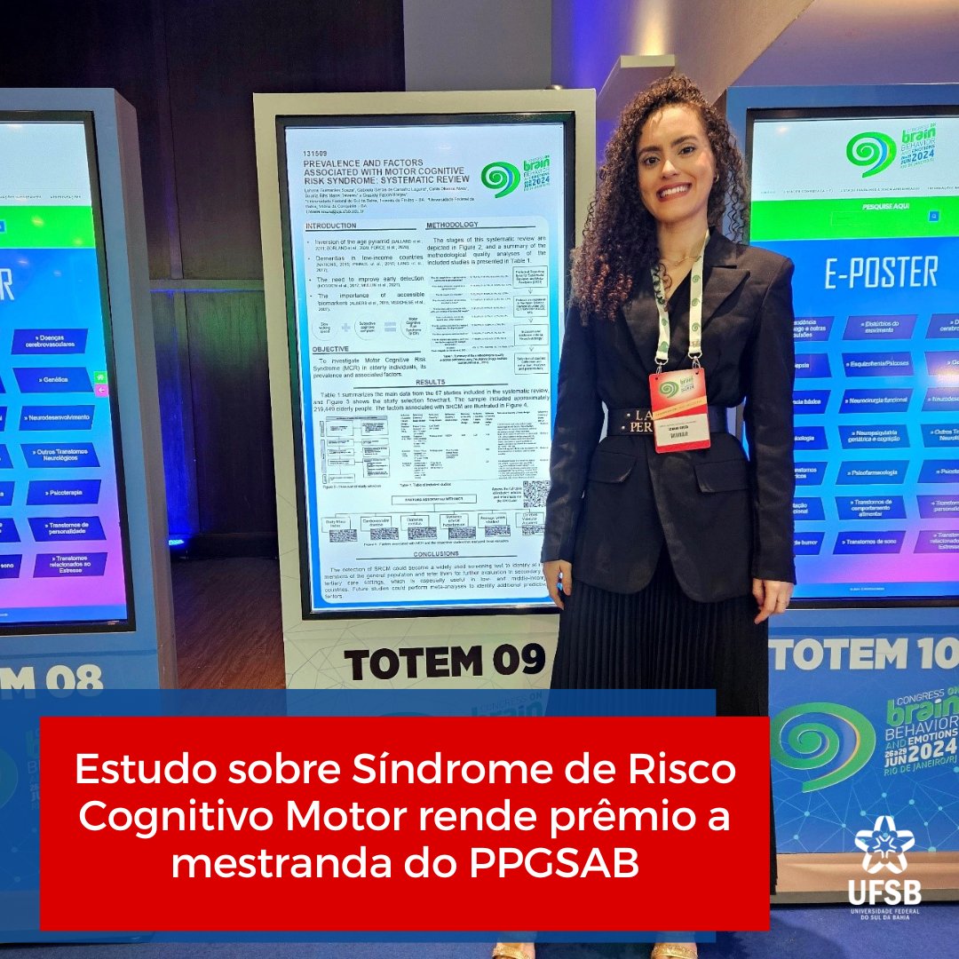 UFSB_OFICIAL's tweet photo. Estudo sobre Síndrome de Risco Cognitivo Motor rende prêmio a mestranda do PPGSAB.

https://t.co/FC4WXkDLrv https://t.co/UVfW97oeMG