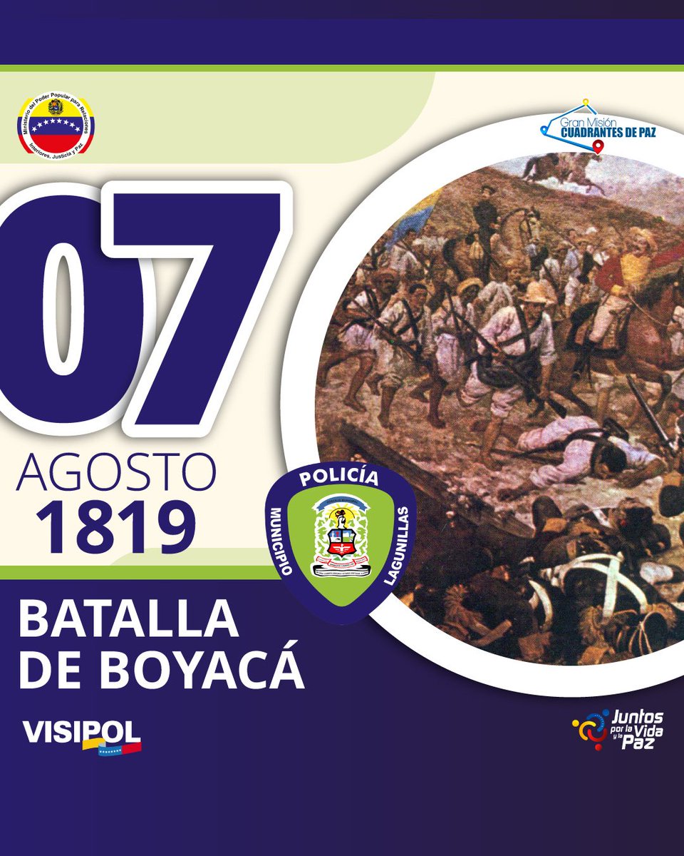 Efemérides 2024 / el siete de agosto de 1819 se logró la emacipación de Colombia en la Batalla de Boyacá. 

❤️ Dale Like
💬 Comenta
📌 Guárdalo
📩 Comparte