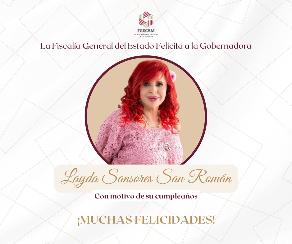 fgecam's tweet photo. ¡Feliz cumpleaños gobernadora @LaydaSansores! De parte de toda la familia de la #FGECAM, nuestros mejores deseos siempre.🥳🫂 https://t.co/JXua2ICIVW