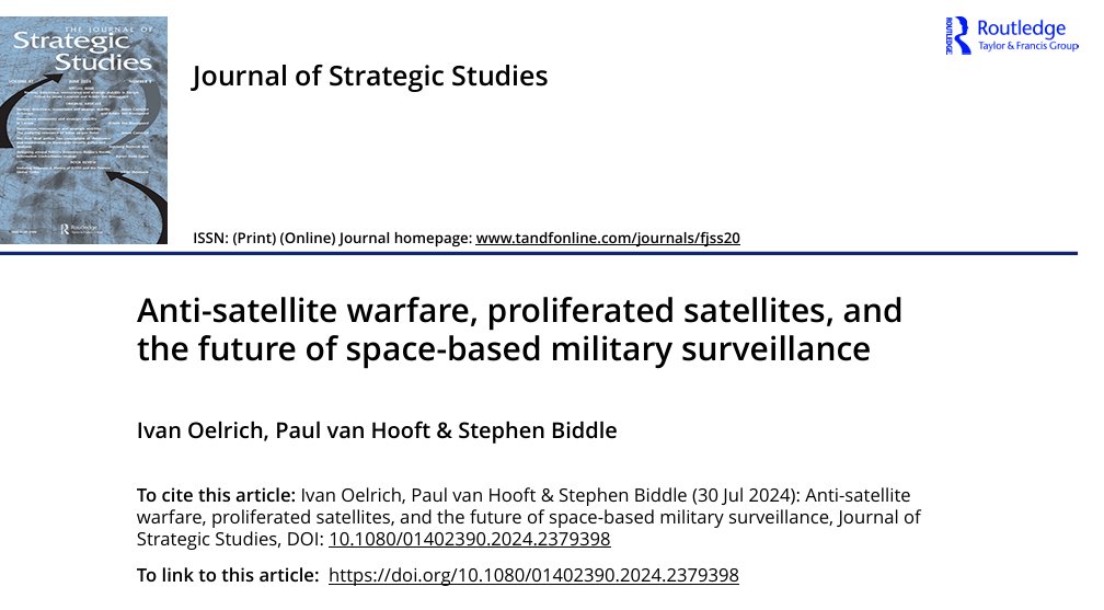 New publication: I’m very pleased that our Journal of Strategic Studies article with Ivan Oehlrich and Steve Biddle  is out. 1/7 

tandfonline.com/doi/full/10.10…